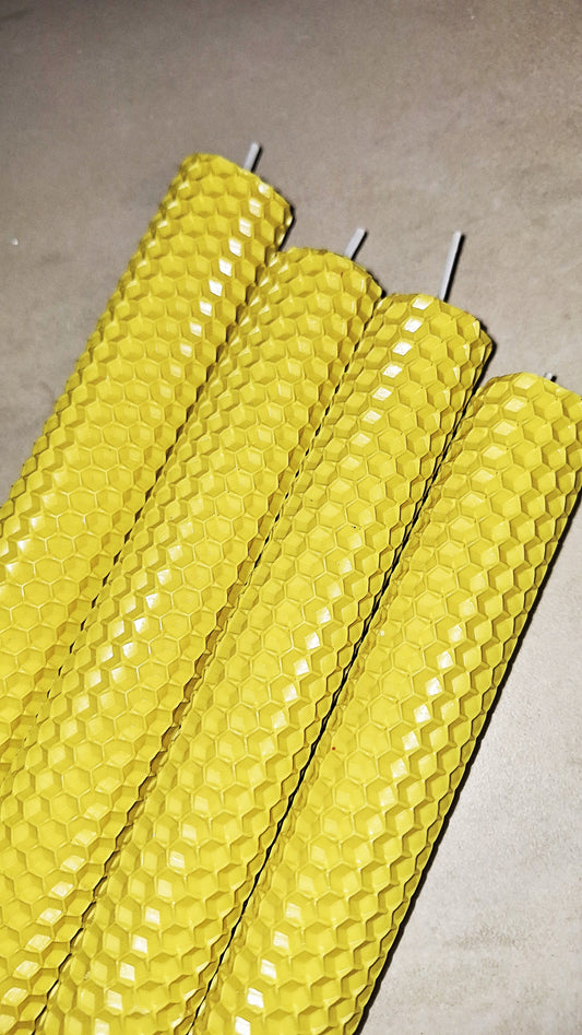 Beeswax Candles"Lemon/Yellow" (Set of 4 piece):(size 20cm×2,5cm)