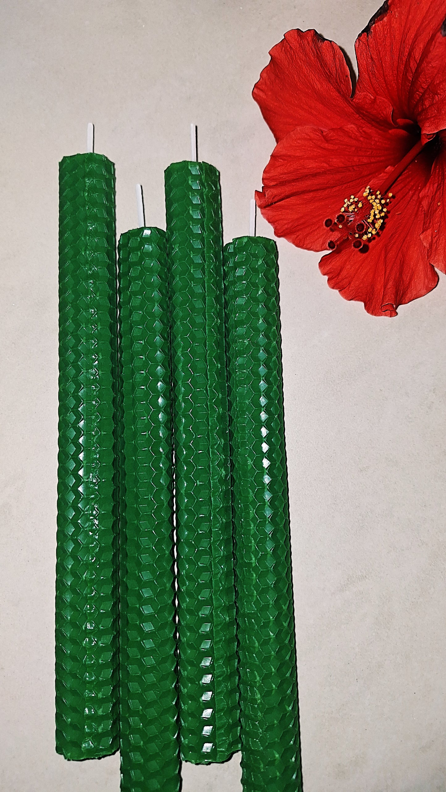 Beeswax Candles "Dark Green"(set 4 piece candles)size:20cm×2cm.